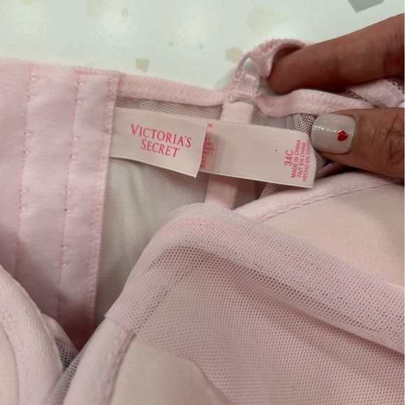 Victorias Secret Pink Corset Mesh Bustier Rhinestone Lingerie 34C - Picture 8 of 11